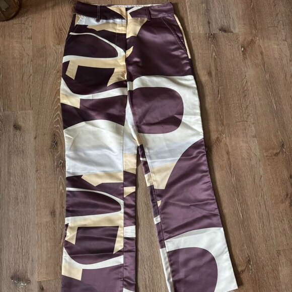 House of Sunny high rise highway purple and white flare pants size US 4 - Picture 1 of 6